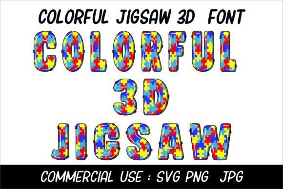 Colorful 3D Jigsaw Font